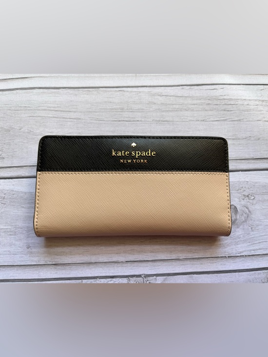 kate spade Handbags - Kate Spade New York Madison slim bi fold color block wallet. Beige and black